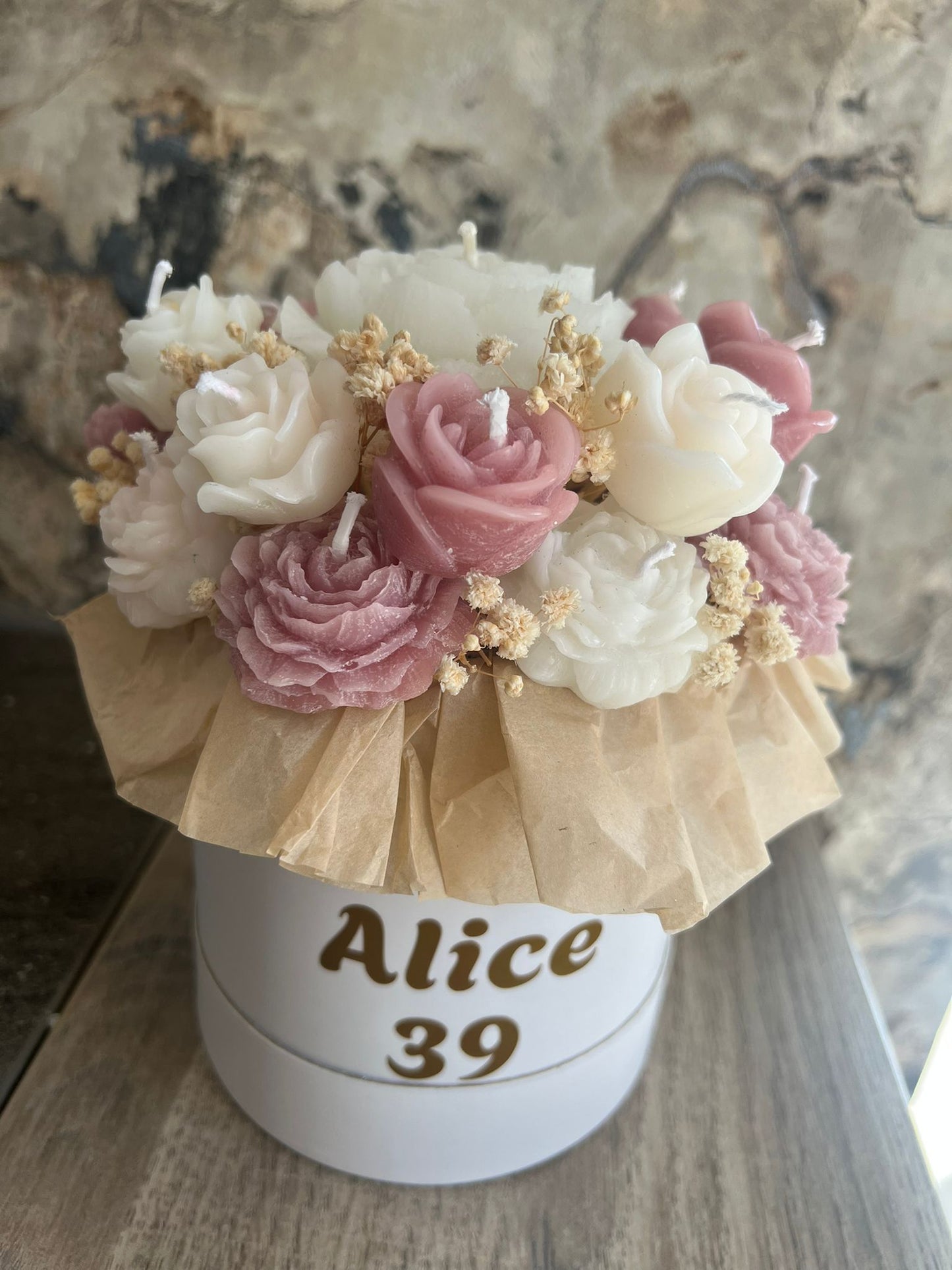 Box Fleurs en Cire Parfumée – Moyene Format  Personnalisée