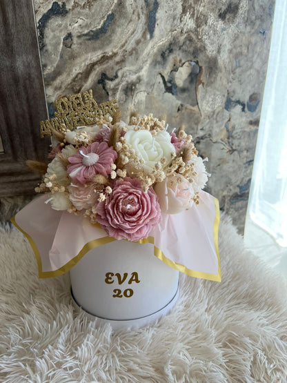 Box Fleurs en Cire Parfumée – Grand Format (Anniversaire) Personnalisée