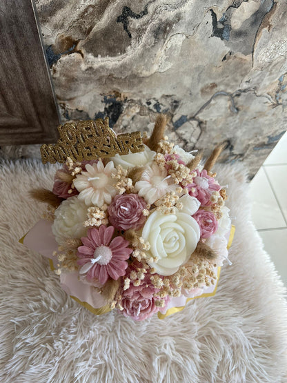 Box Fleurs en Cire Parfumée – Grand Format (Anniversaire) Personnalisée