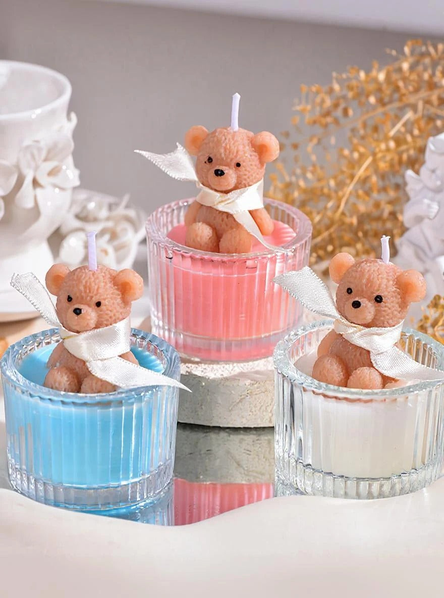bougies Ours dragee rose tasse