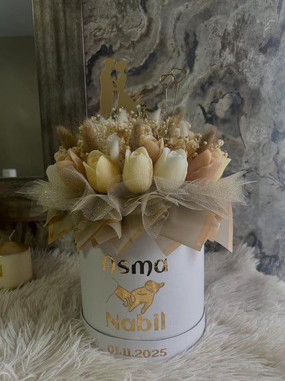Box Fleurs en Cire Parfumée – Grand Format (Mariage ) Personnalisée