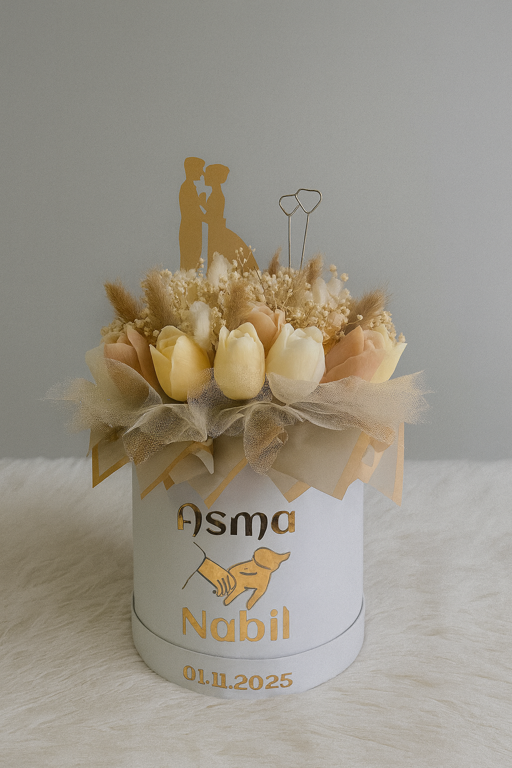 Box Fleurs en Cire Parfumée – Grand Format (Mariage ) Personnalisée