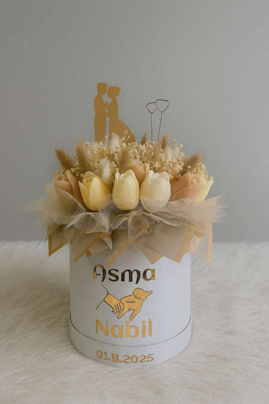 Box Fleurs en Cire Parfumée – Grand Format (Mariage ) Personnalisée